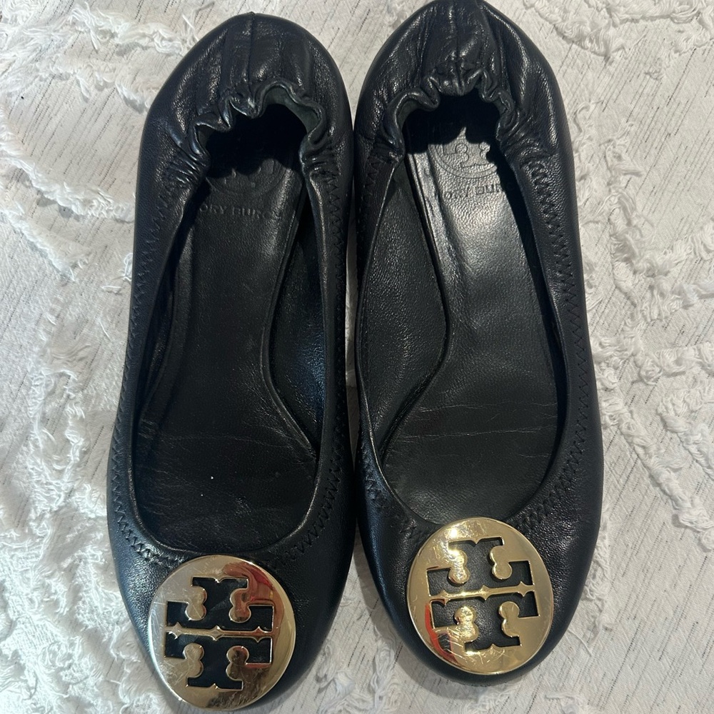 Tory Burch Black Minnie Travel Ballet Flats